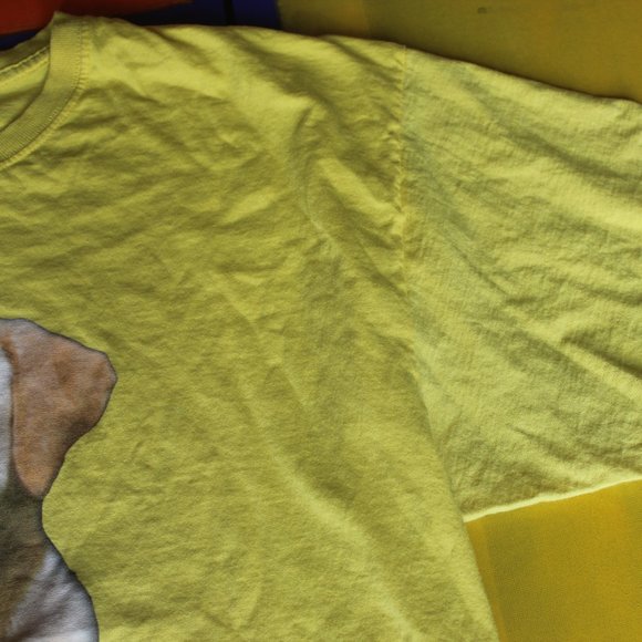 Fruit of the Loom Yellow Dog Print T-Shirt - Picture 6 of 7
